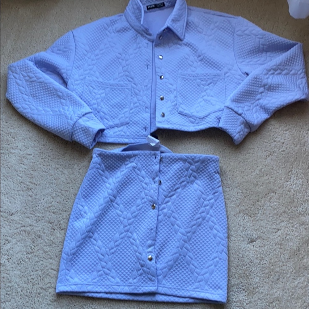 SHEIN violet coat/skirt set